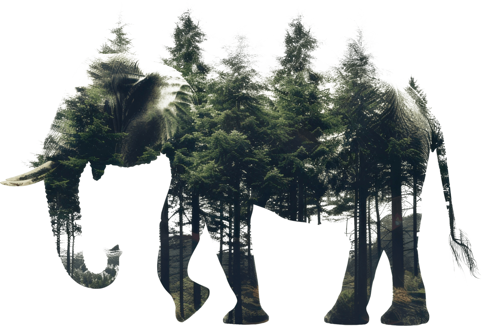 A forest, standing in the shape of an elephant — Kaanagam's emblem for wisdom older than us